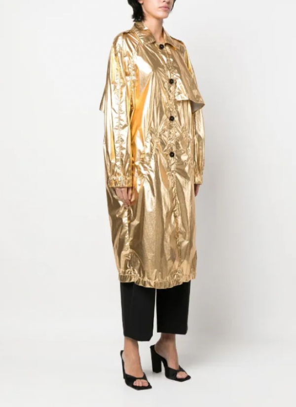 Trench Coat Berwarna Metalik